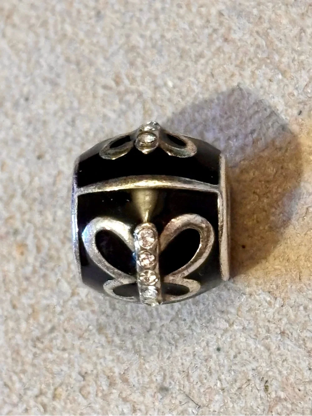 Brighton Night Glow Butterfly bead Silver Black enamel Crystals Retired Rare